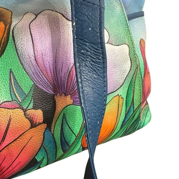 NWT! Anuschka Hand Painted Tulips Leather Hobo Handbag with Card Wallet - Picture 16 of 16